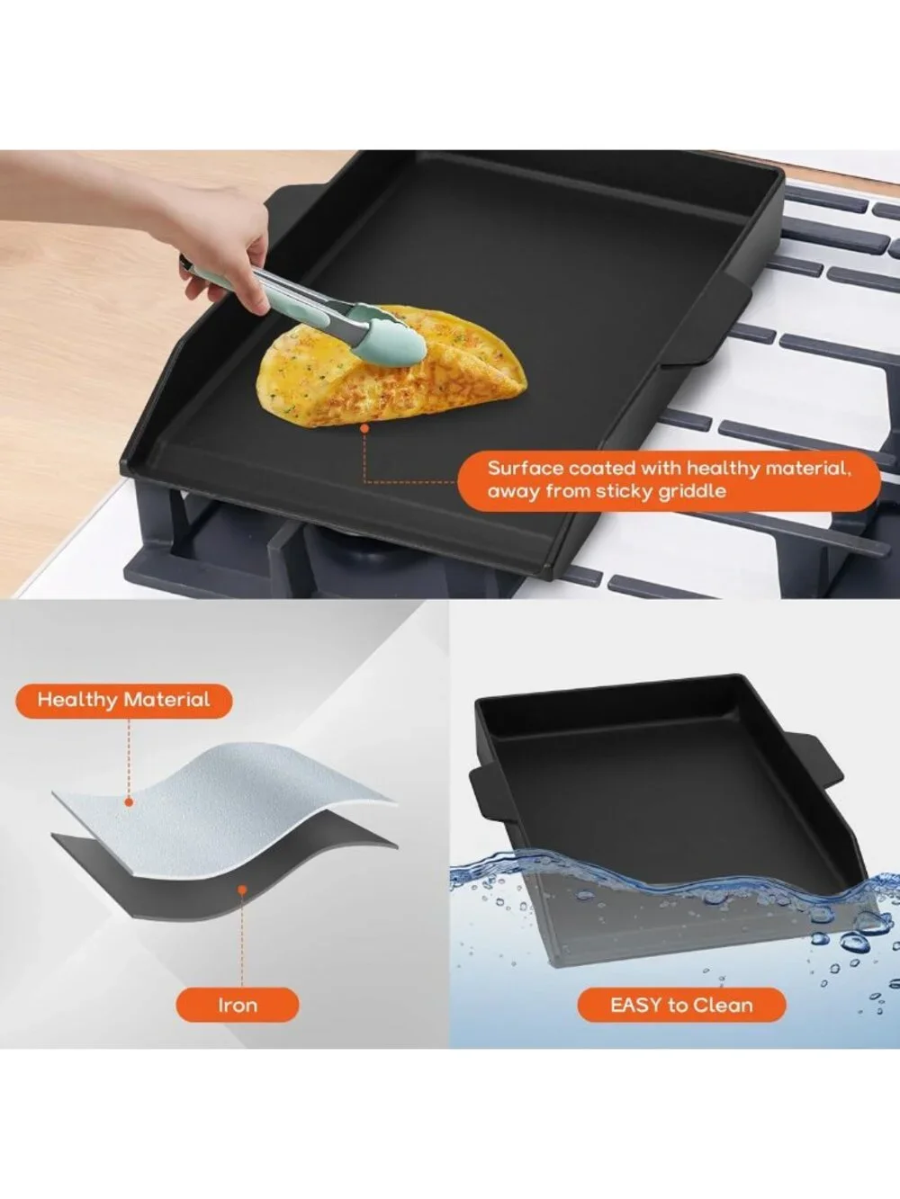 Universal Cast Iron Non-Stick Griddle for Grills & Ovens, 18.1
